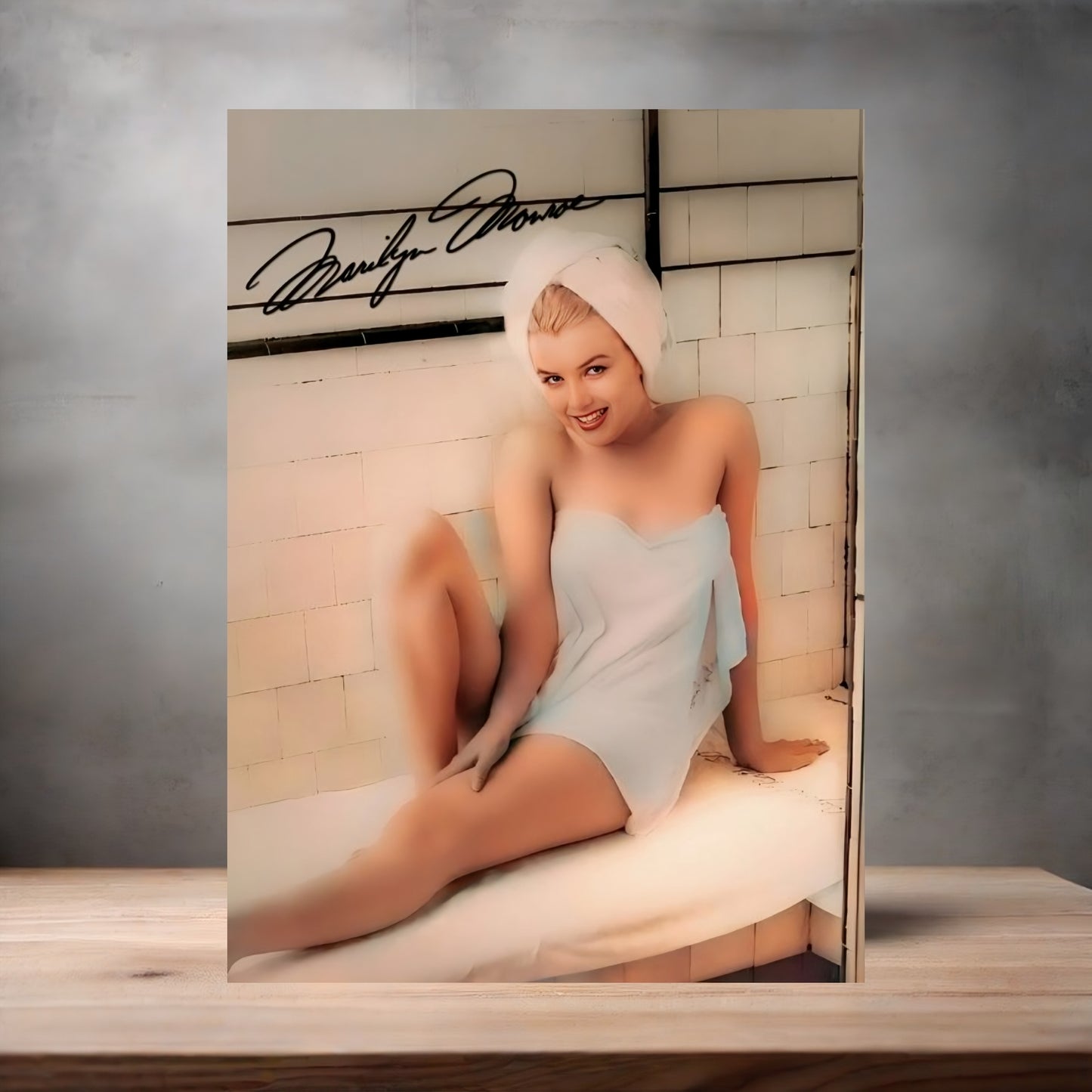 Marilyn Monroe sauna poster on aluminum print. Multiple sizes available