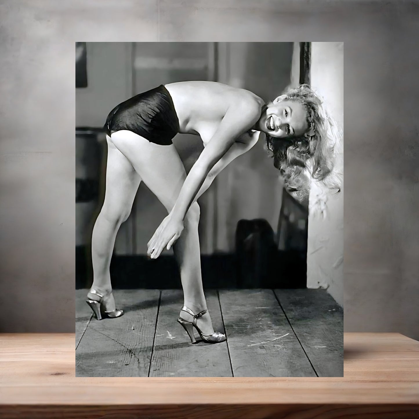 Marilyn Monroe bending over poster on aluminum print. Multiple sizes available