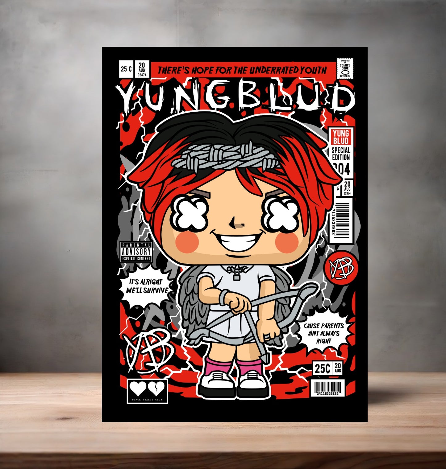 Yungblud poster on aluminum print. Multiple sizes available. Funko Pop