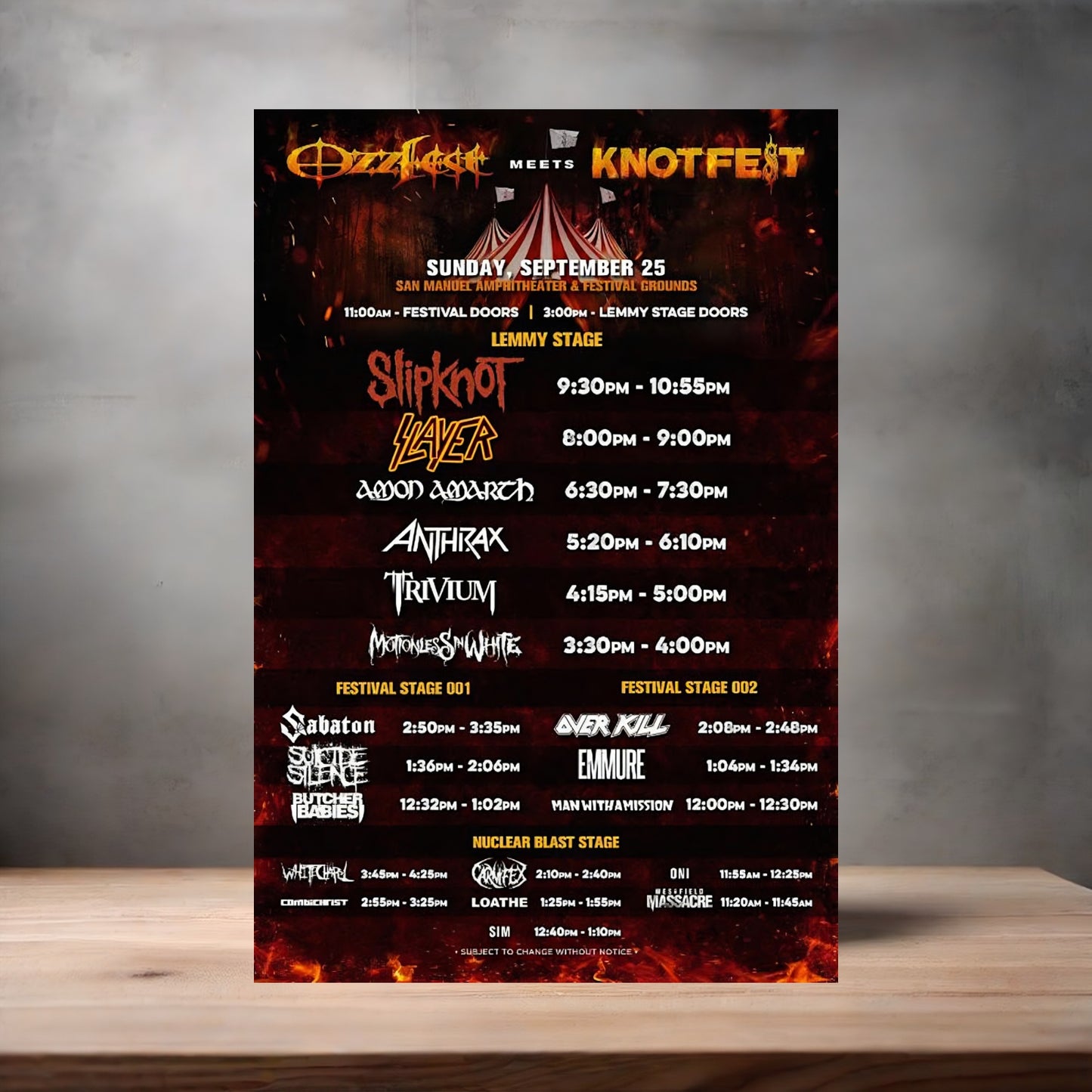 Ozzy Osbourne Ozzfest concert poster v4 on aluminum print. Multiple sizes available