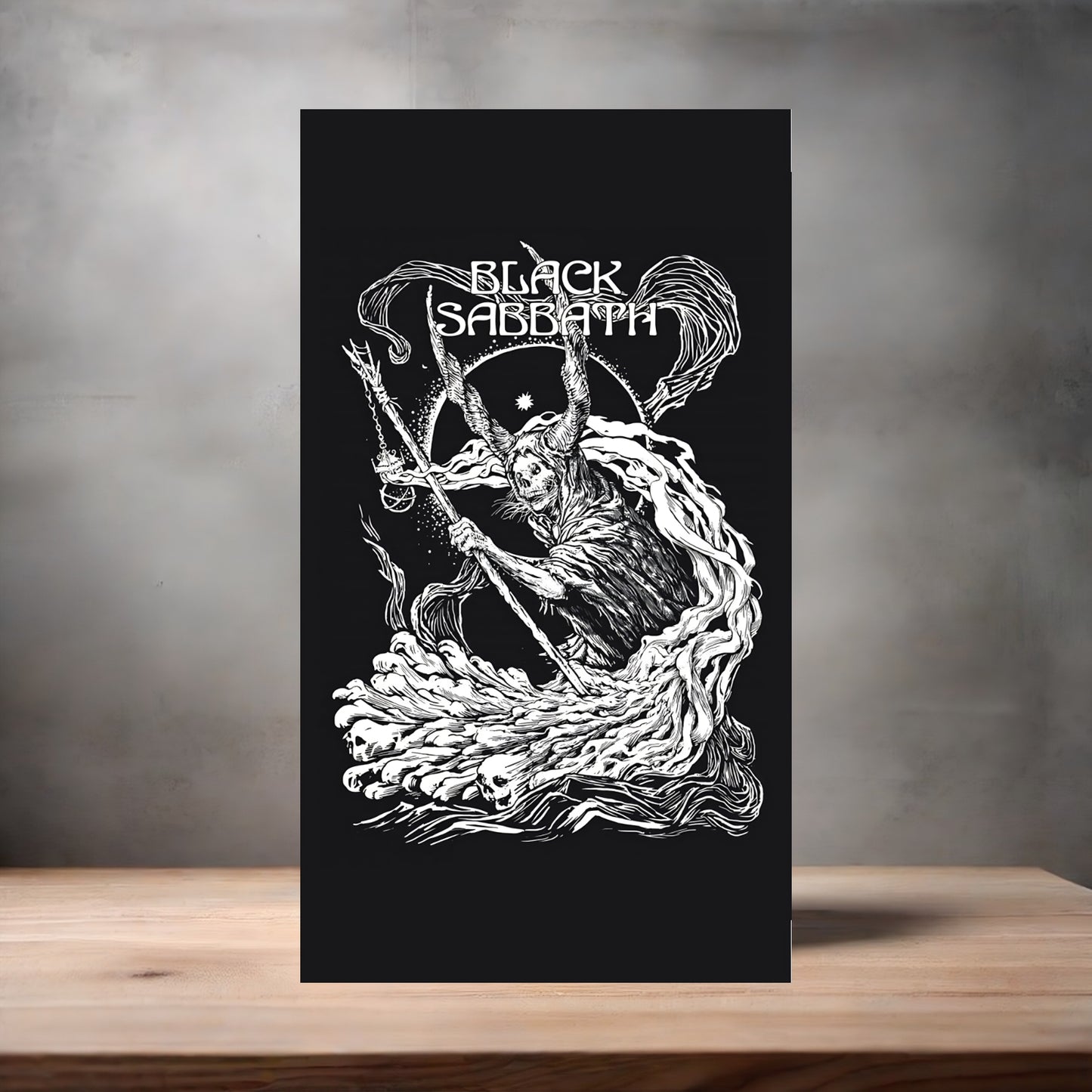 Black Sabbath poster on aluminum print. Multiple sizes available