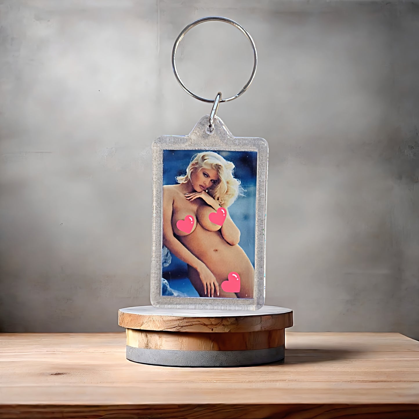 Anna Nicole Smith naked poster keychain with metal prints. Adult