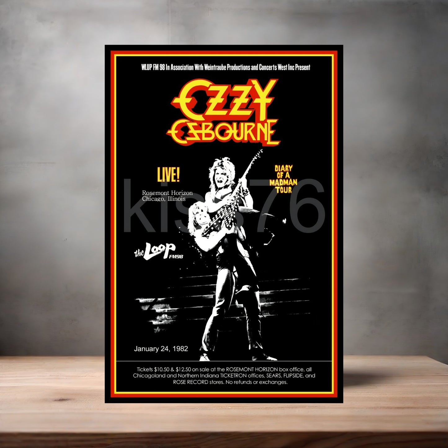 Ozzy Osbourne with Randy Rhoads poster on aluminum print. Multiple sizes available
