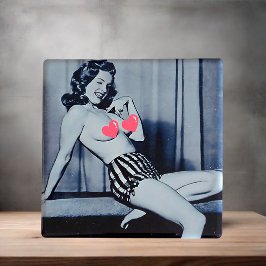 Marilyn Monroe nude poster on ceramic coaster. 4" x 4" Glossy finish v5