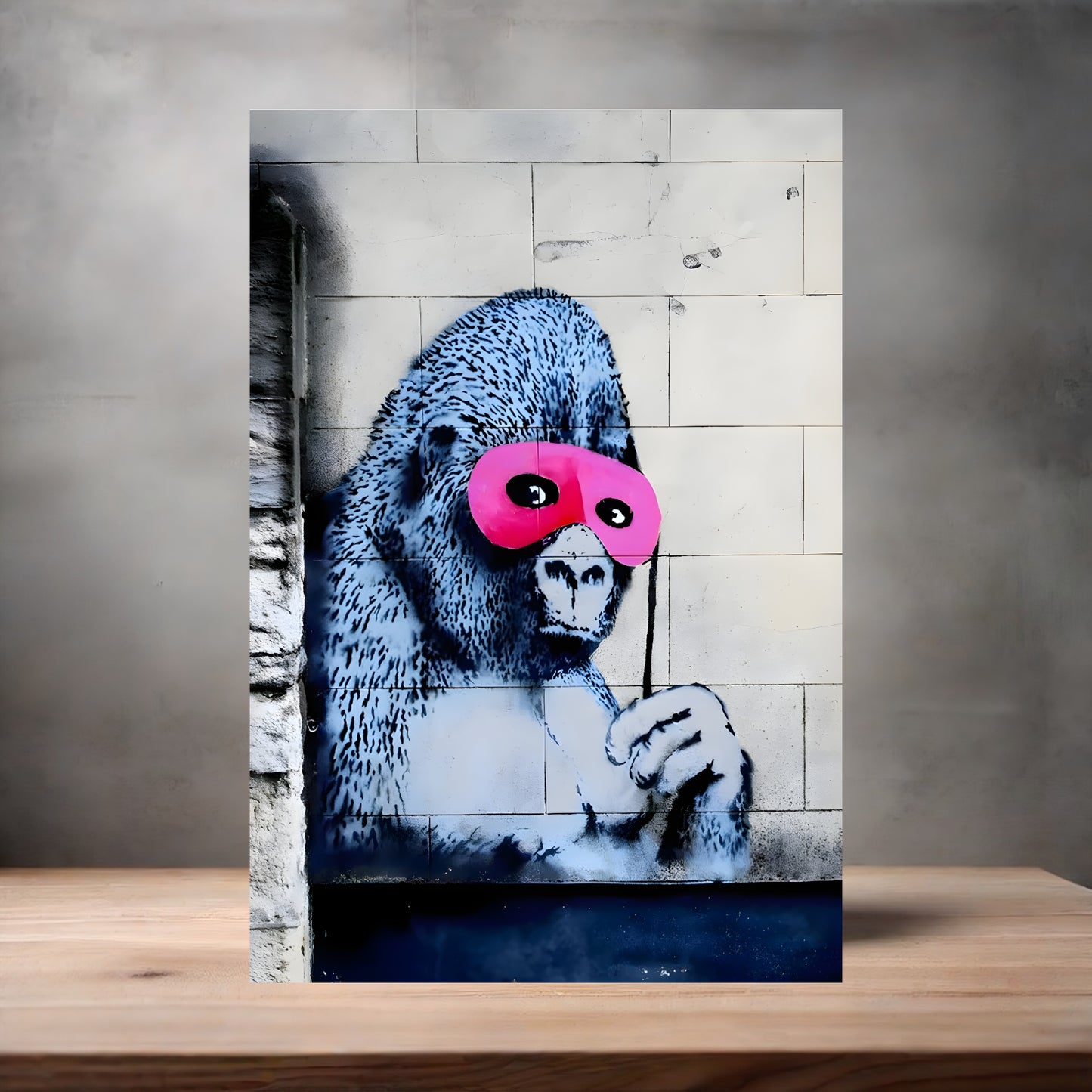 Banksy Art poster on aluminum print. Multiple sizes available, Pink mask gorilla