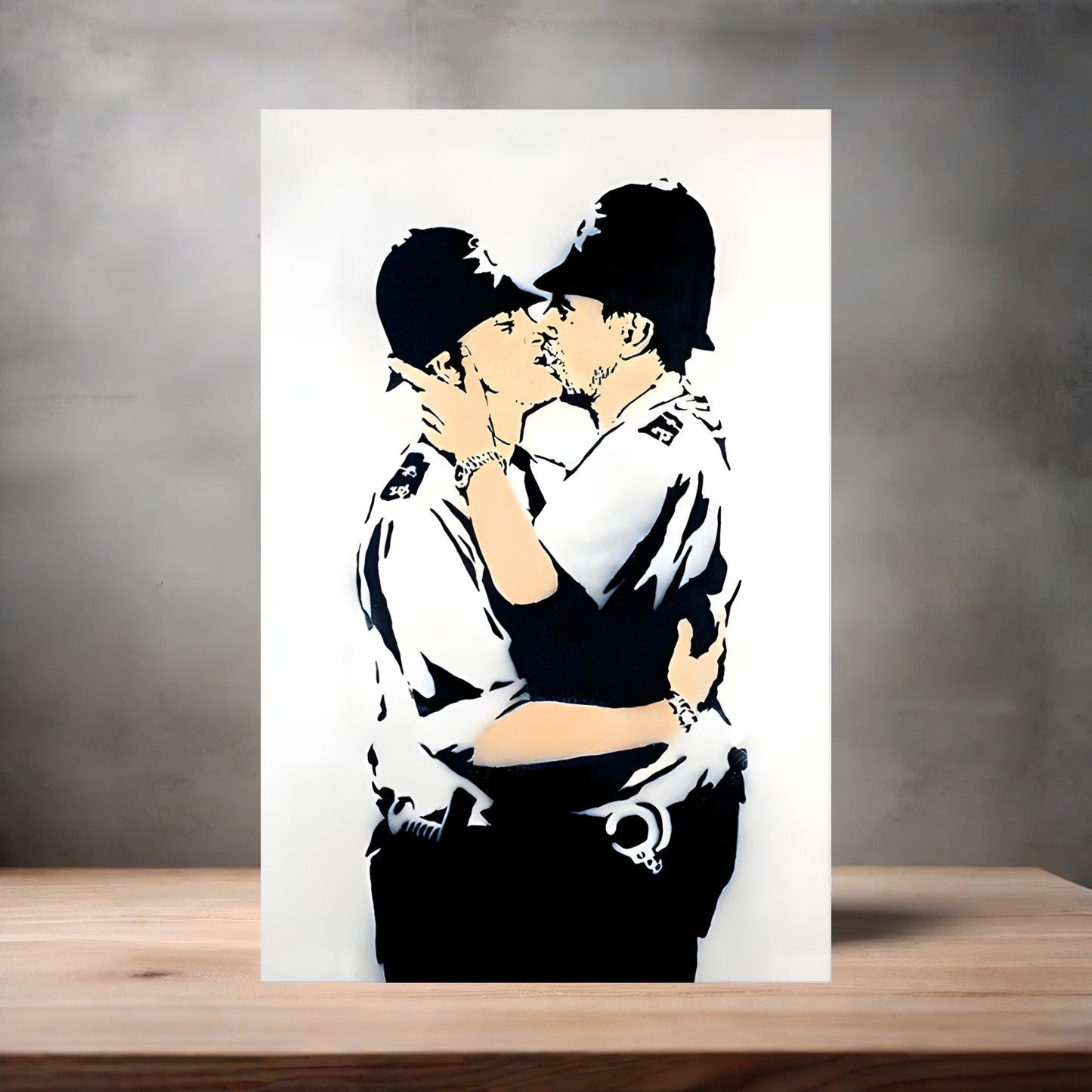 Banksy Art poster on aluminum print. Multiple sizes available, Kissing Coppers