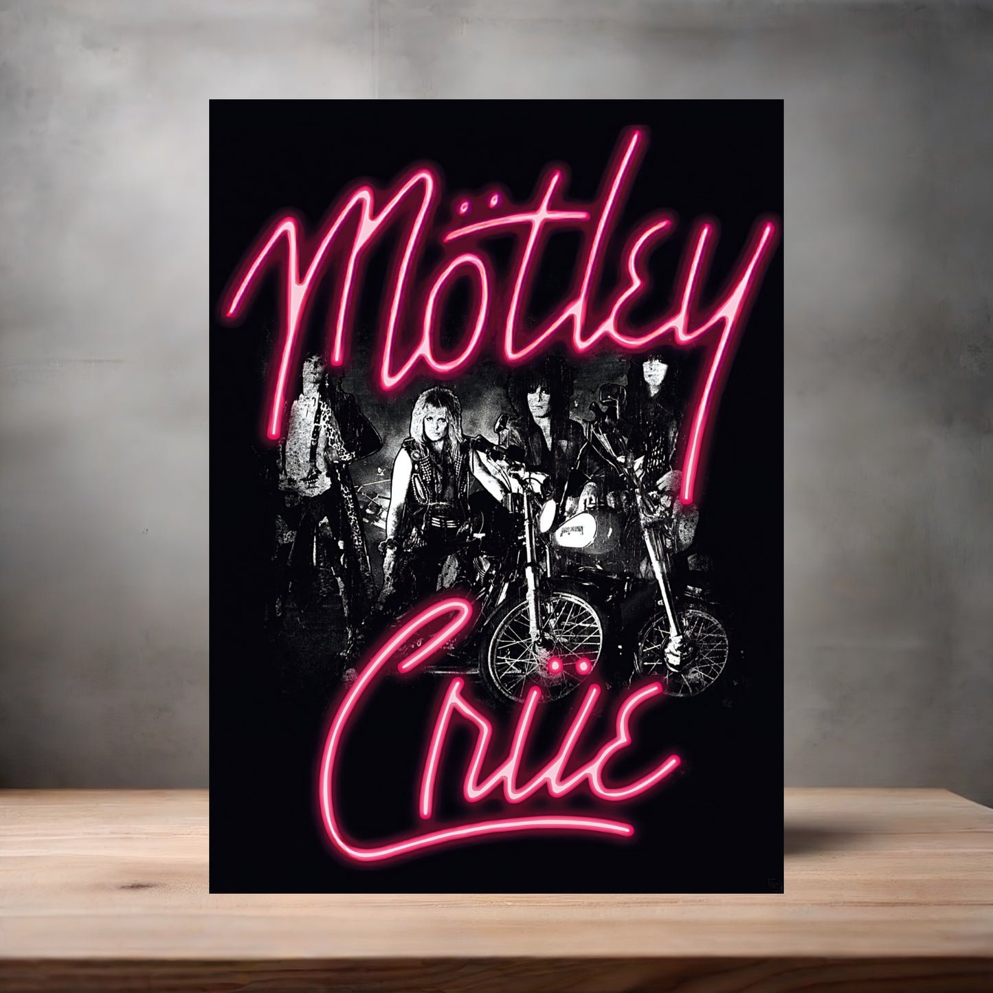 Motley Crue black and pink poster on aluminum print. Multiple sizes available.