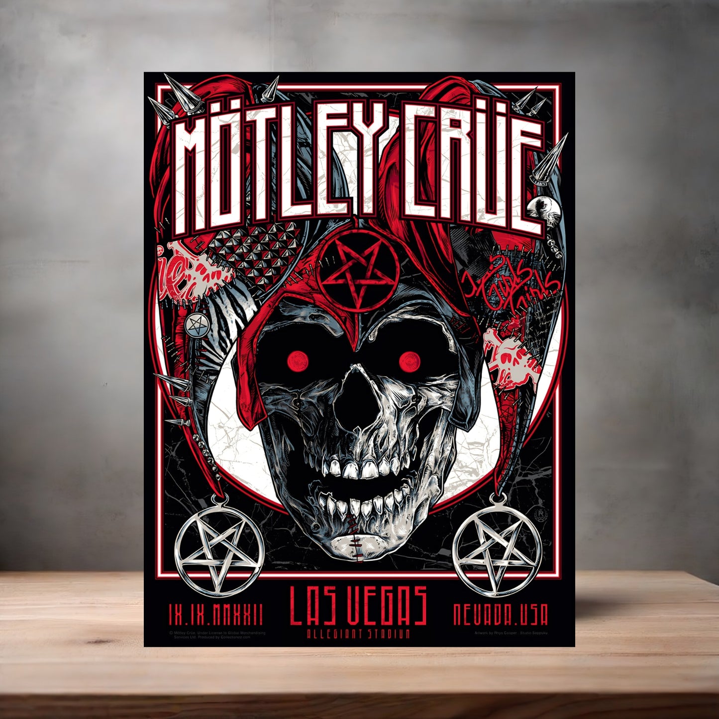Motley Crue Las Vegas concert poster on aluminum print. Multiple sizes available