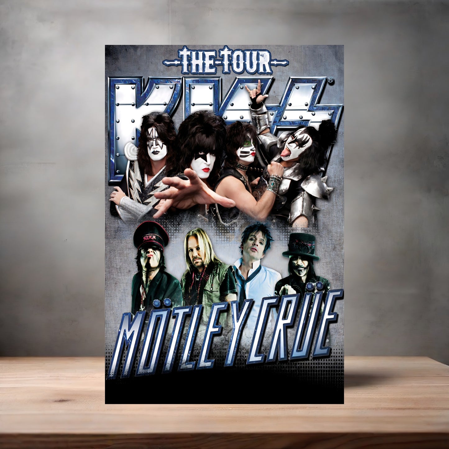 Motley Crue and Kiss tour poster on aluminum print. Multiple sizes available