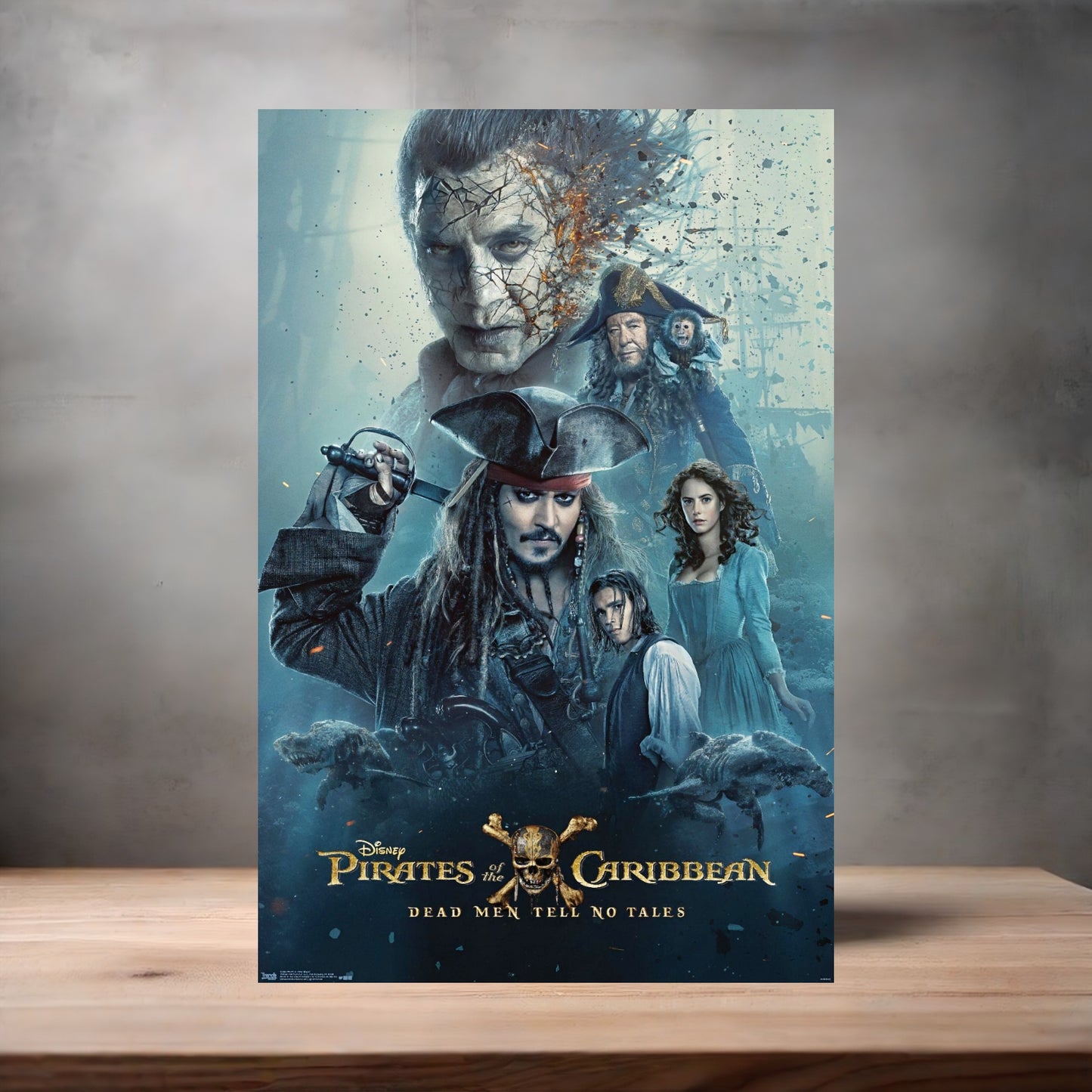 Pirates of the Caribbean movie poster on aluminum print. Multiple sizes available. v3