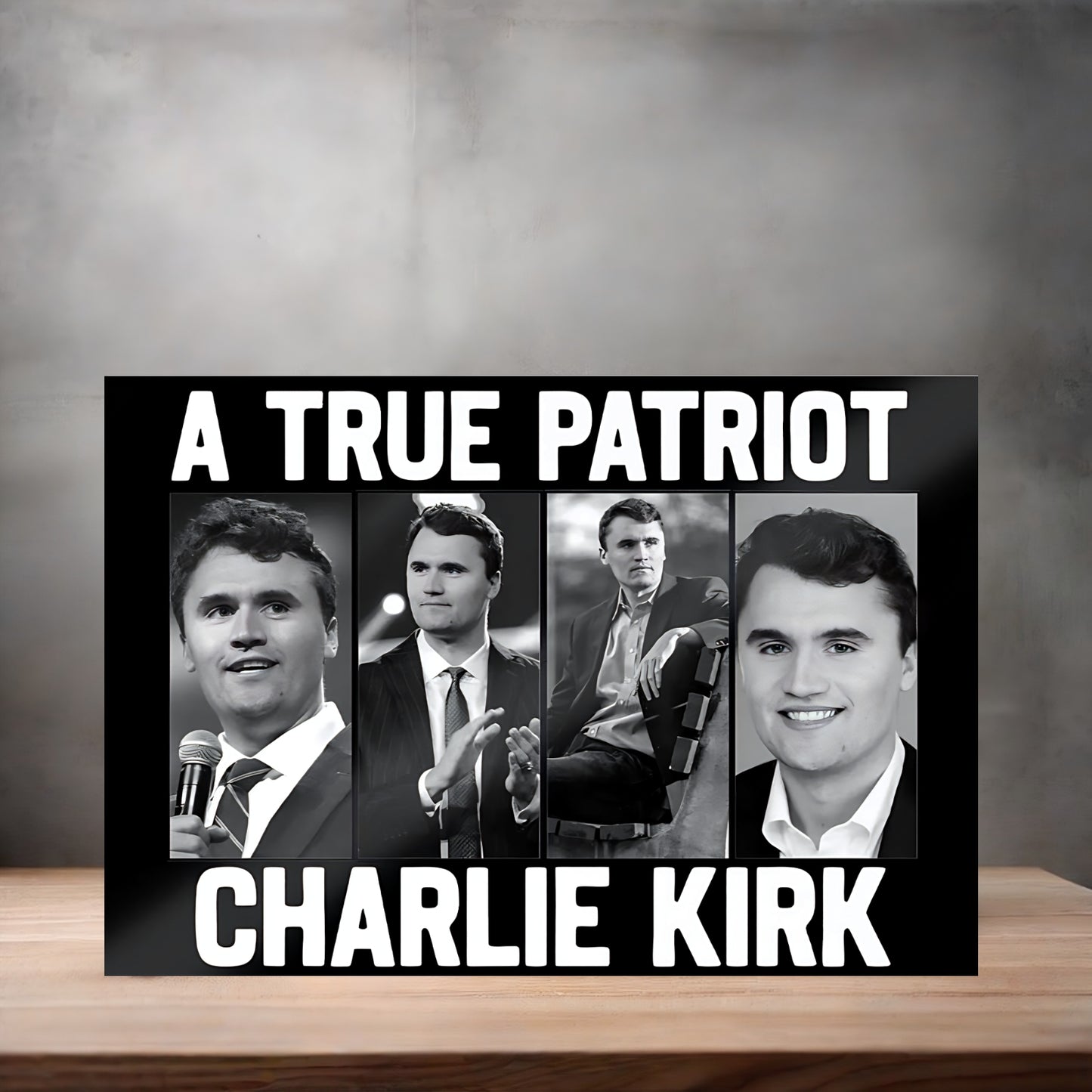 Charlie Kirk poster on aluminum print. Multiple sizes available.