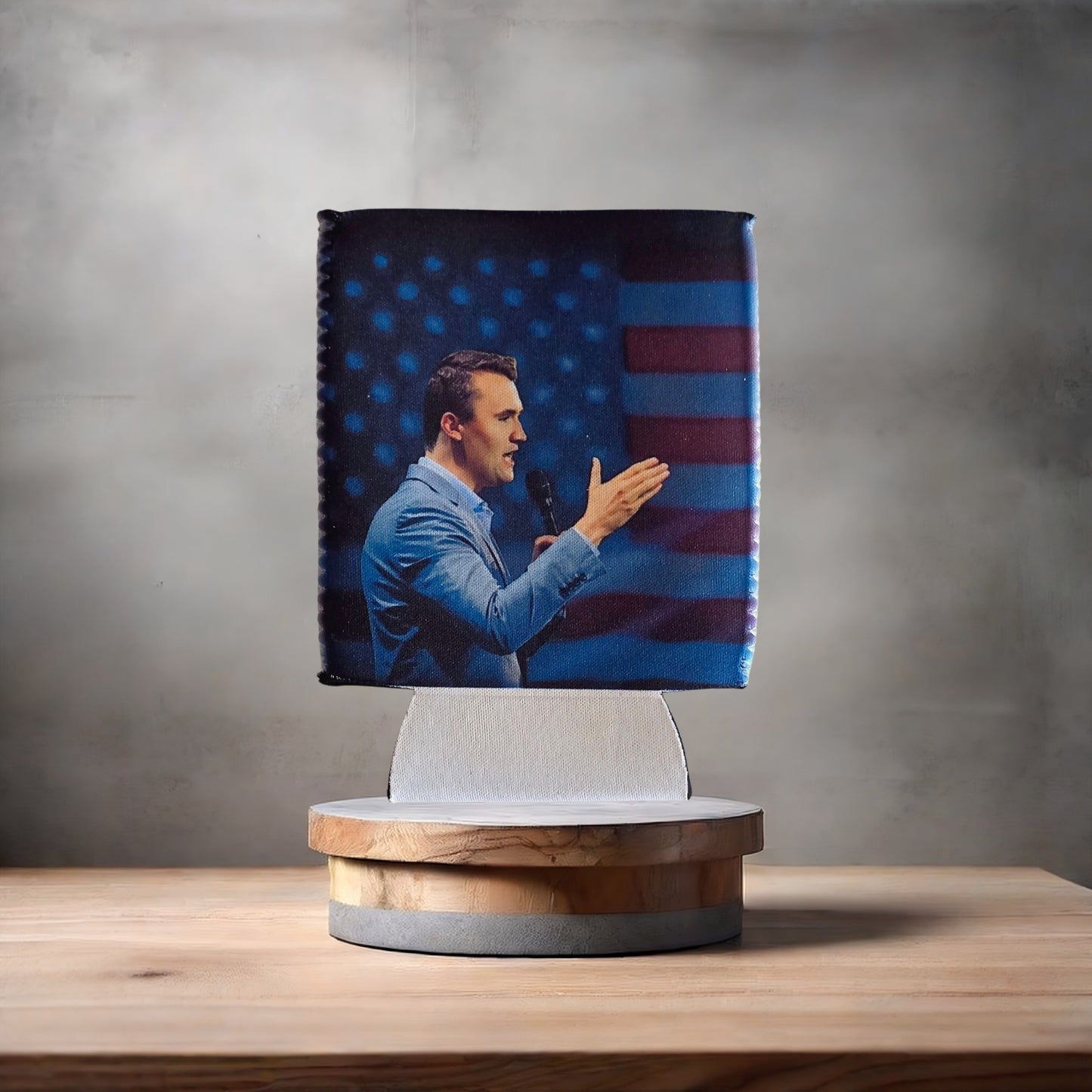 Set of 2 Charlie Kirk poster drink koozies v4