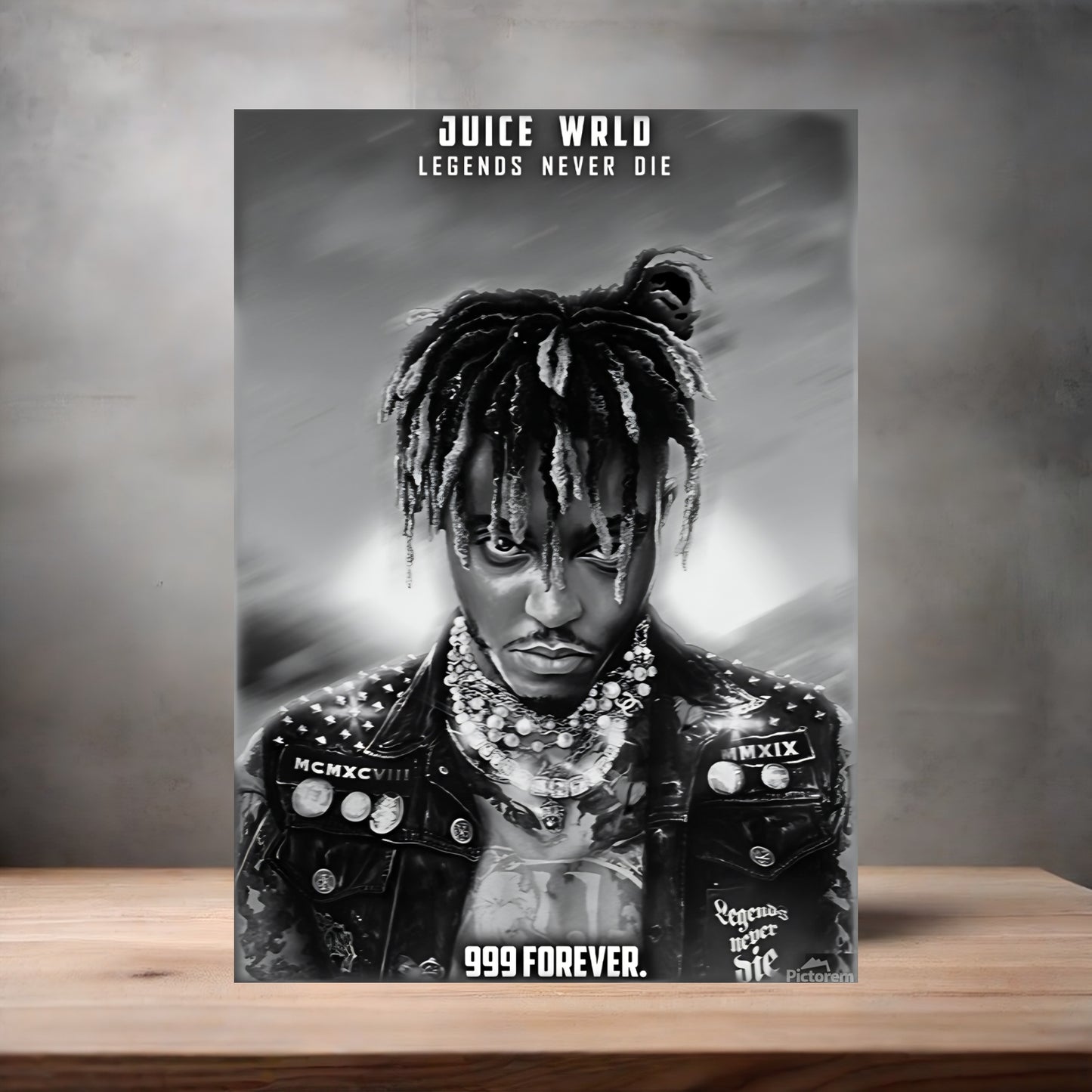 Juice Wrld poster on aluminum print. Multiple sizes available