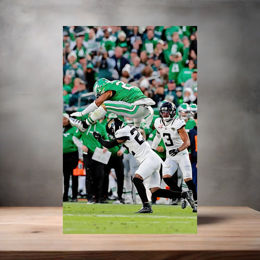 Philadelphia Eagles Saquon Barkley Iconic poster on aluminum print. Multiple sizes available.