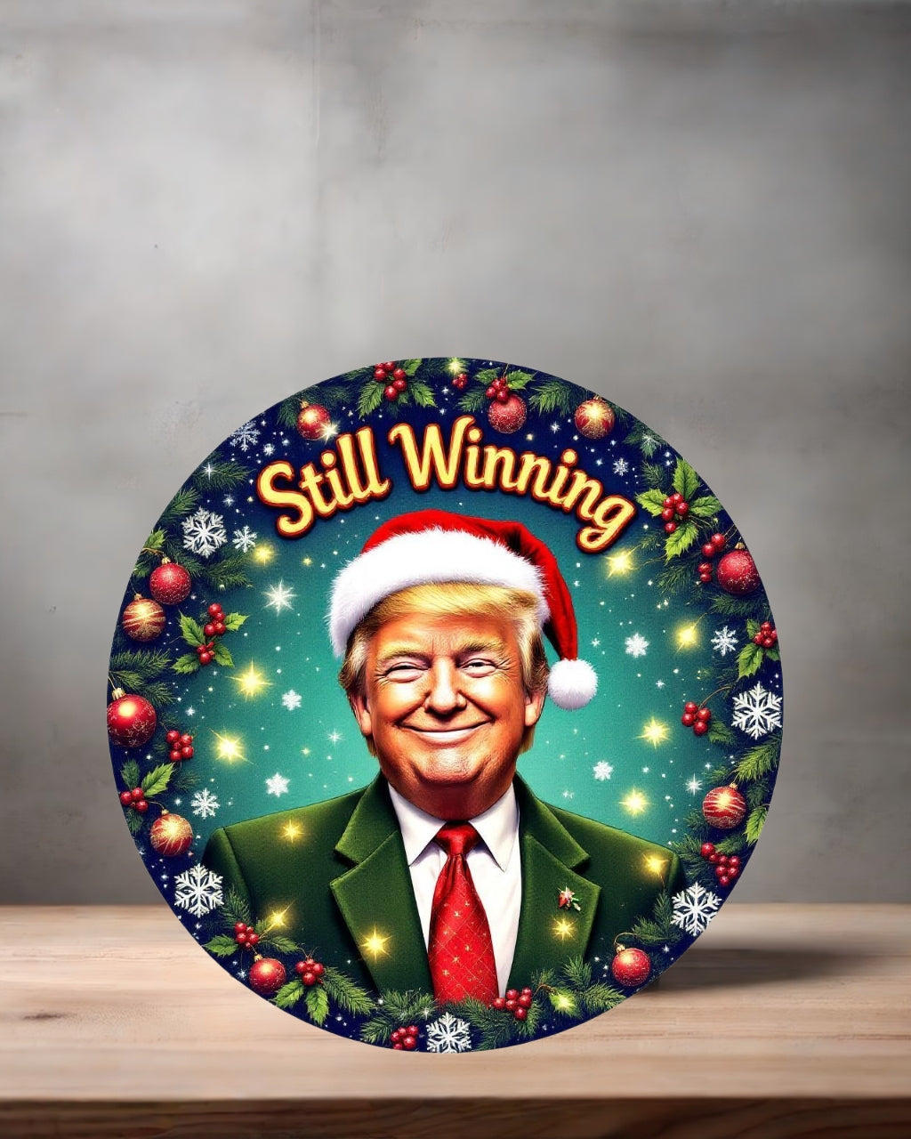 Christmas ornament , 3" round ceramic. Donald Trump Merry Christmas Still Winning