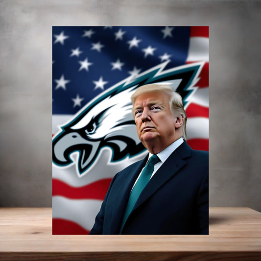 Philadelphia Eagles and Donald Trump poster on aluminum print. Multiple sizes available. E