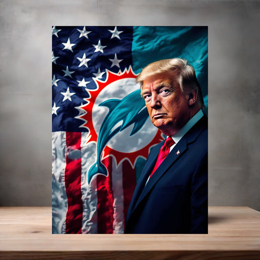Miami Dolphins and Donald Trump poster on aluminum print. Multiple sizes available.