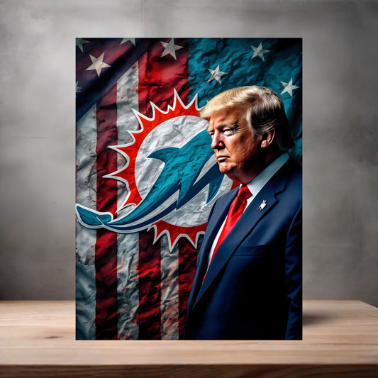 Miami Dolphins and Donald Trump poster on aluminum print. Multiple sizes available. v2