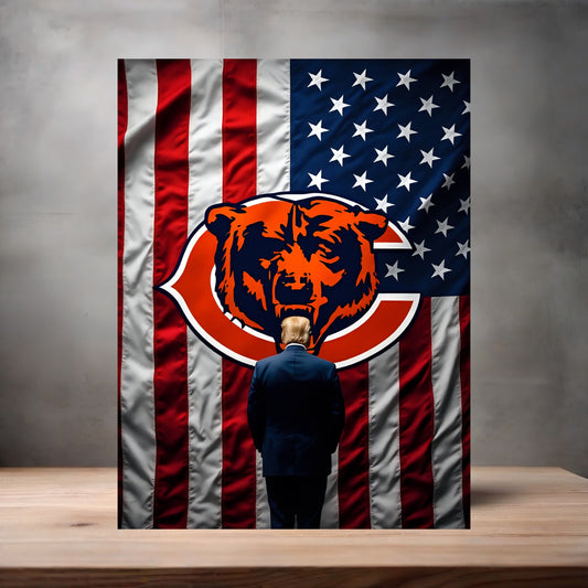 Chicago Bears and Donald Trump poster on aluminum print. Multiple sizes available. v2