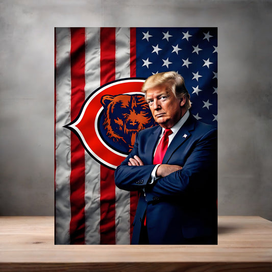 Chicago Bears and Donald Trump poster on aluminum print. Multiple sizes available. v3