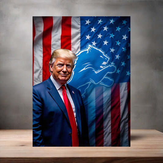 Detroit Lions and Donald Trump poster on aluminum print. Multiple sizes available. v2