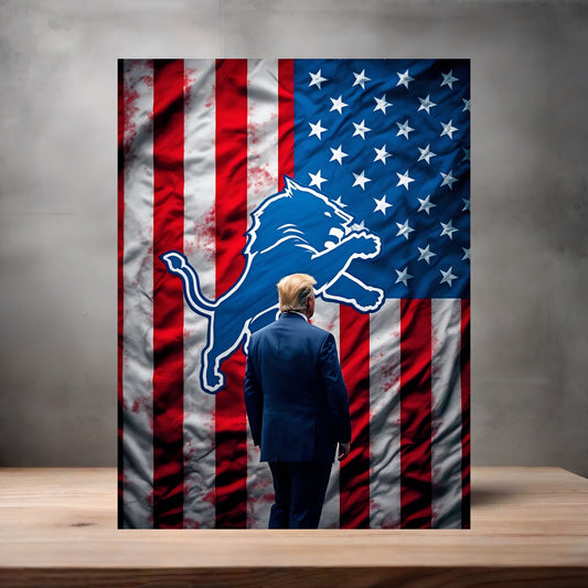 Detroit Lions and Donald Trump poster on aluminum print. Multiple sizes available.