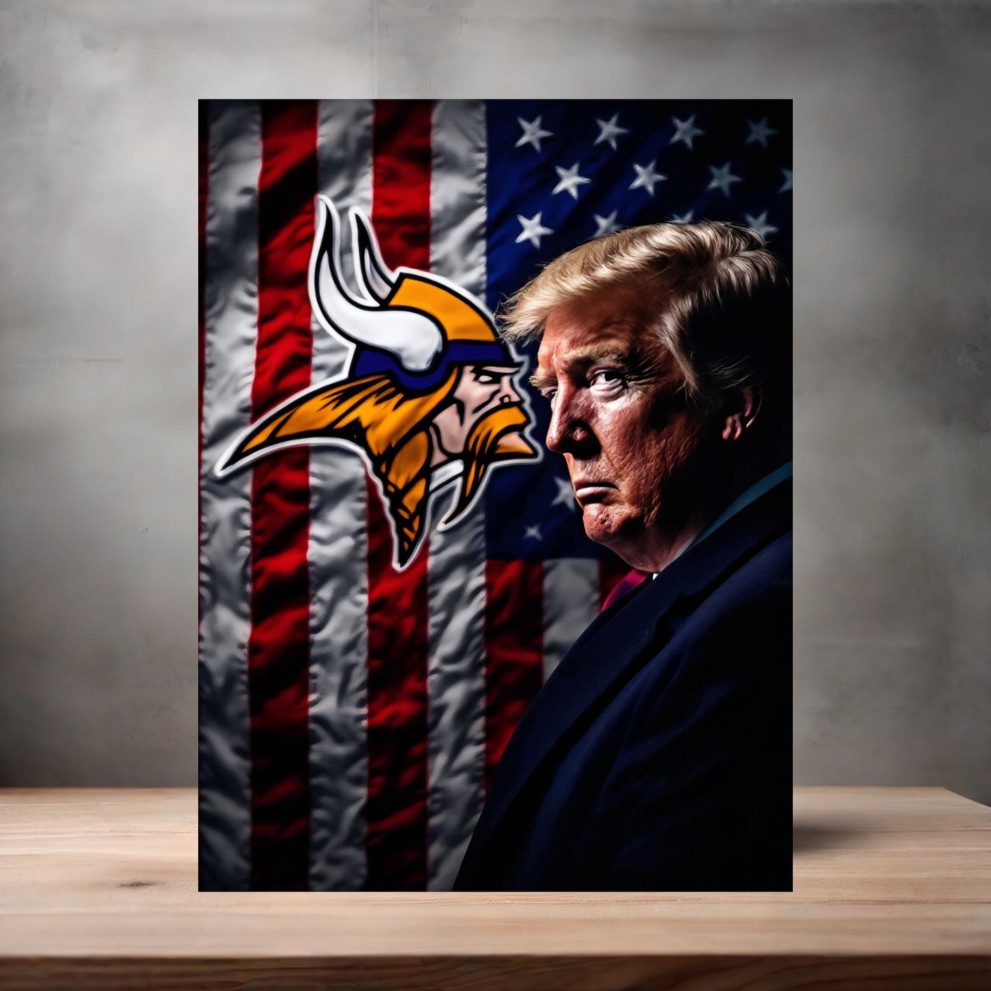 Minnesota Vikings and Donald Trump poster on aluminum print. Multiple sizes available. v2