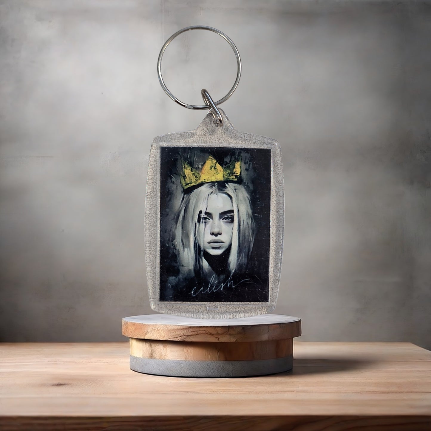 Billie Eilish poster keychain on aluminum prints.