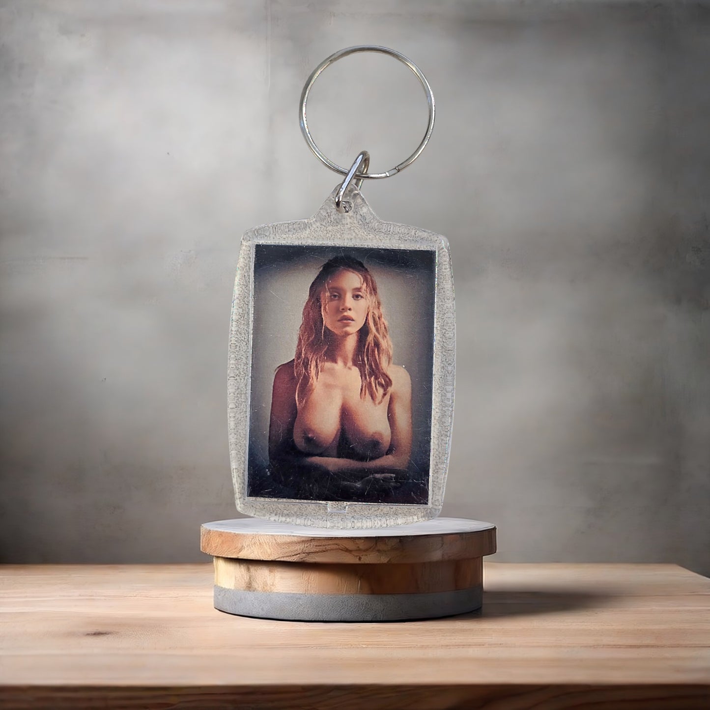Sydney Sweeney nude poster keychain on aluminum prints. Adult