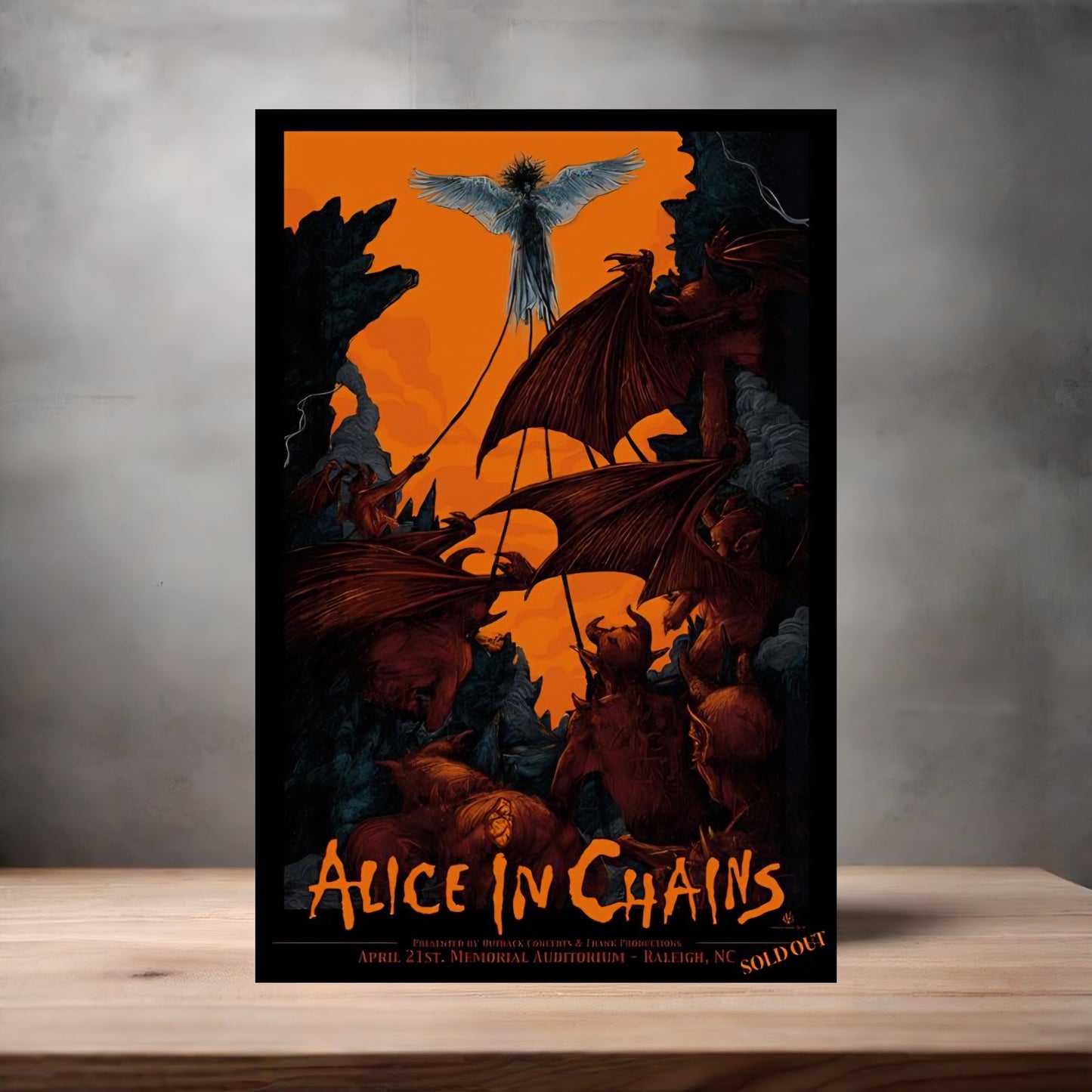 Alice in Chains concert poster on aluminum print. Multiple sizes available. F