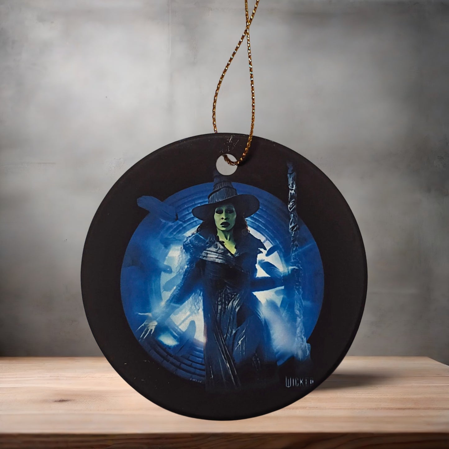 Wicked movie Christmas ornament , 3" round ceramic. v4
