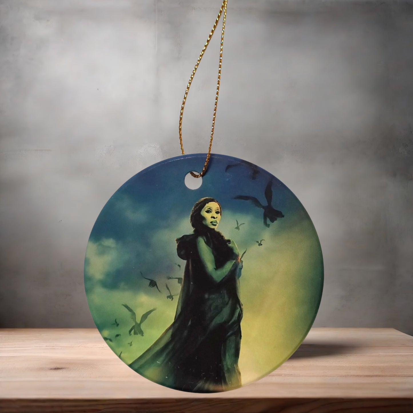 Wicked movie Christmas ornament , 3" round ceramic. v2