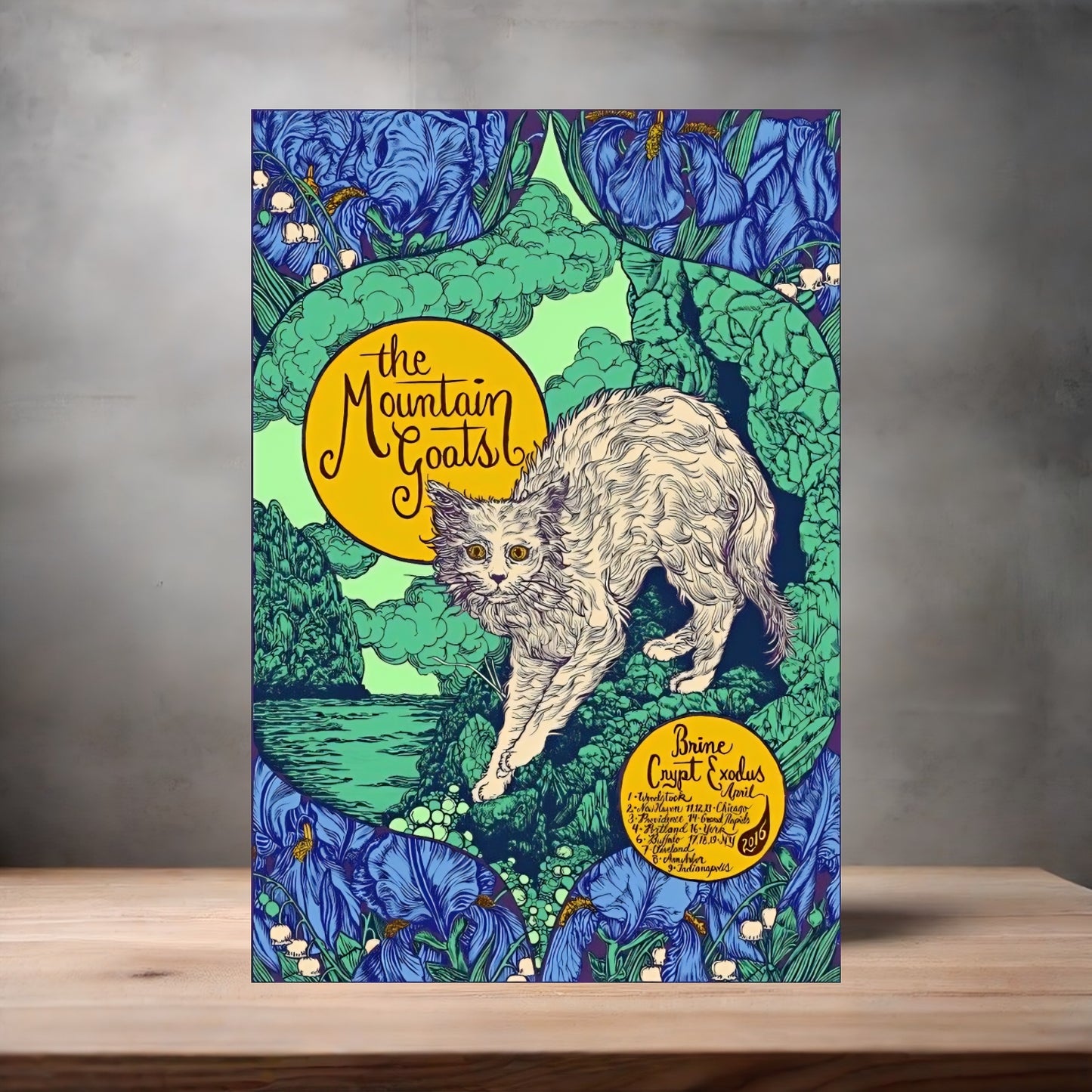 Mountain Goats concert poster on aluminum print. Multiple sizes available. v8