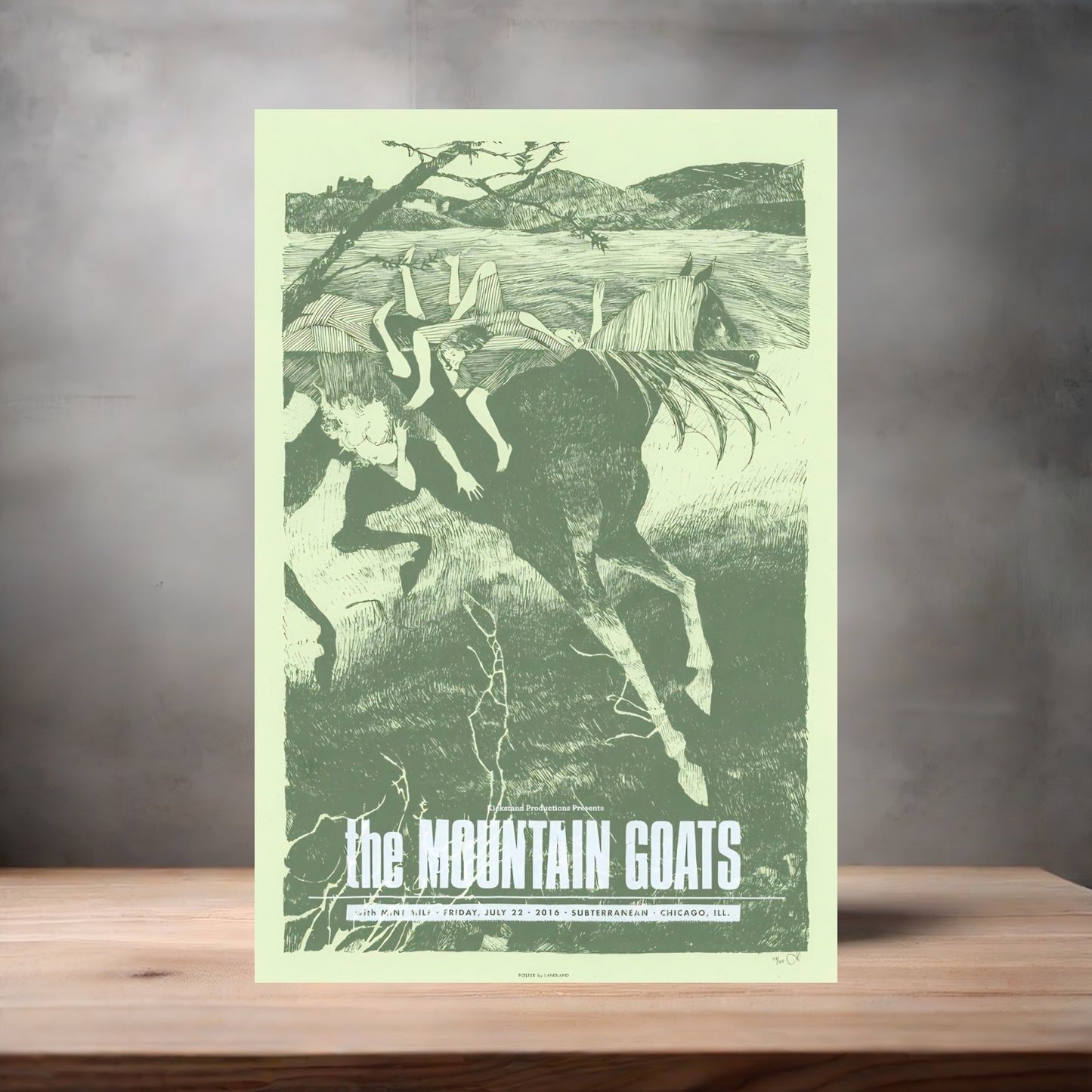 Mountain Goats concert poster on aluminum print. Multiple sizes available. v3