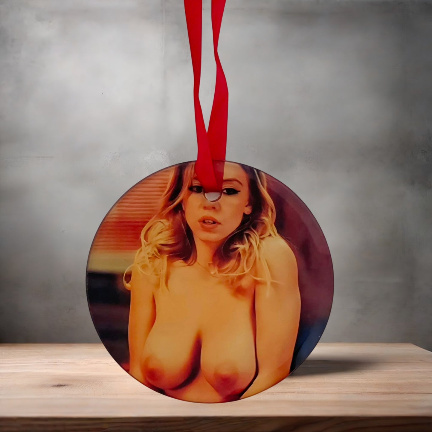 Beautiful Sydney Sweeney Nude Christmas ornament , 3" round glass