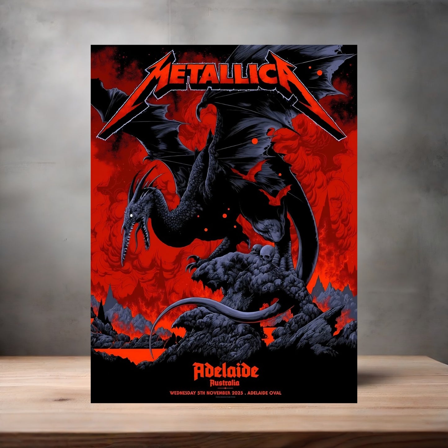 Metallica poster on aluminum print. Multiple sizes available. Adelaide Australia concert