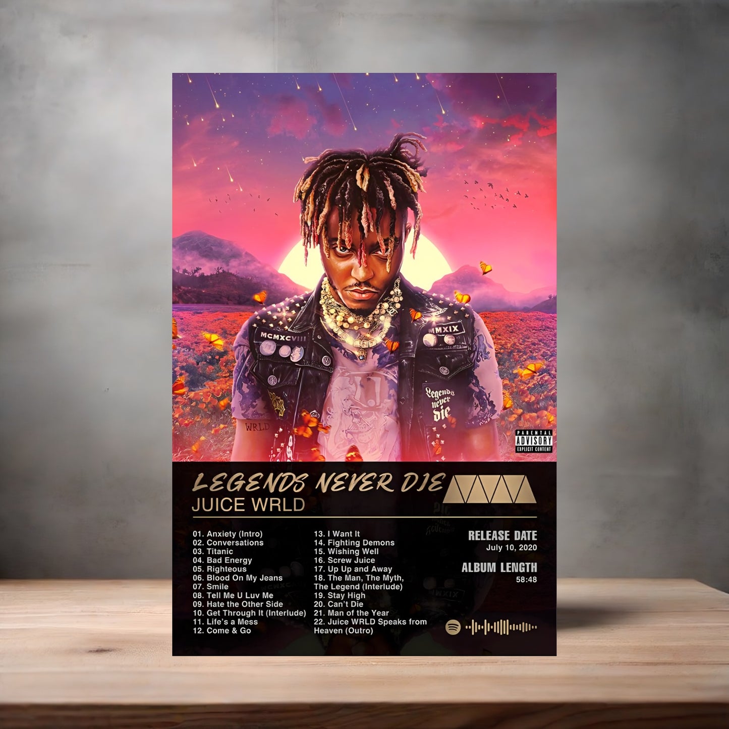 Juice Wrld poster on aluminum print. Multiple sizes available. 6