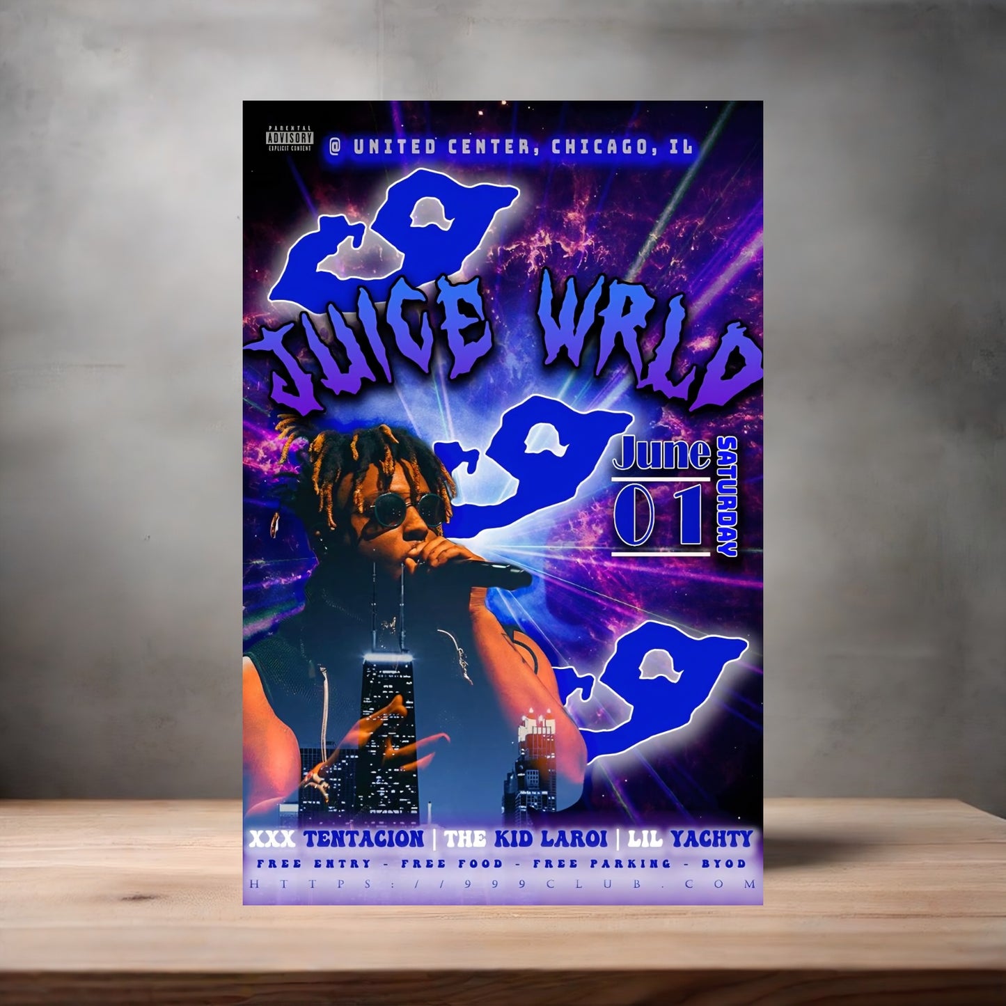 Juice Wrld poster on aluminum print. Multiple sizes available. 3