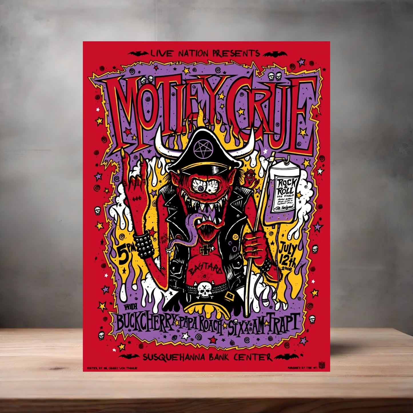 Motley Crue concert poster on aluminum print. Multiple sizes available.