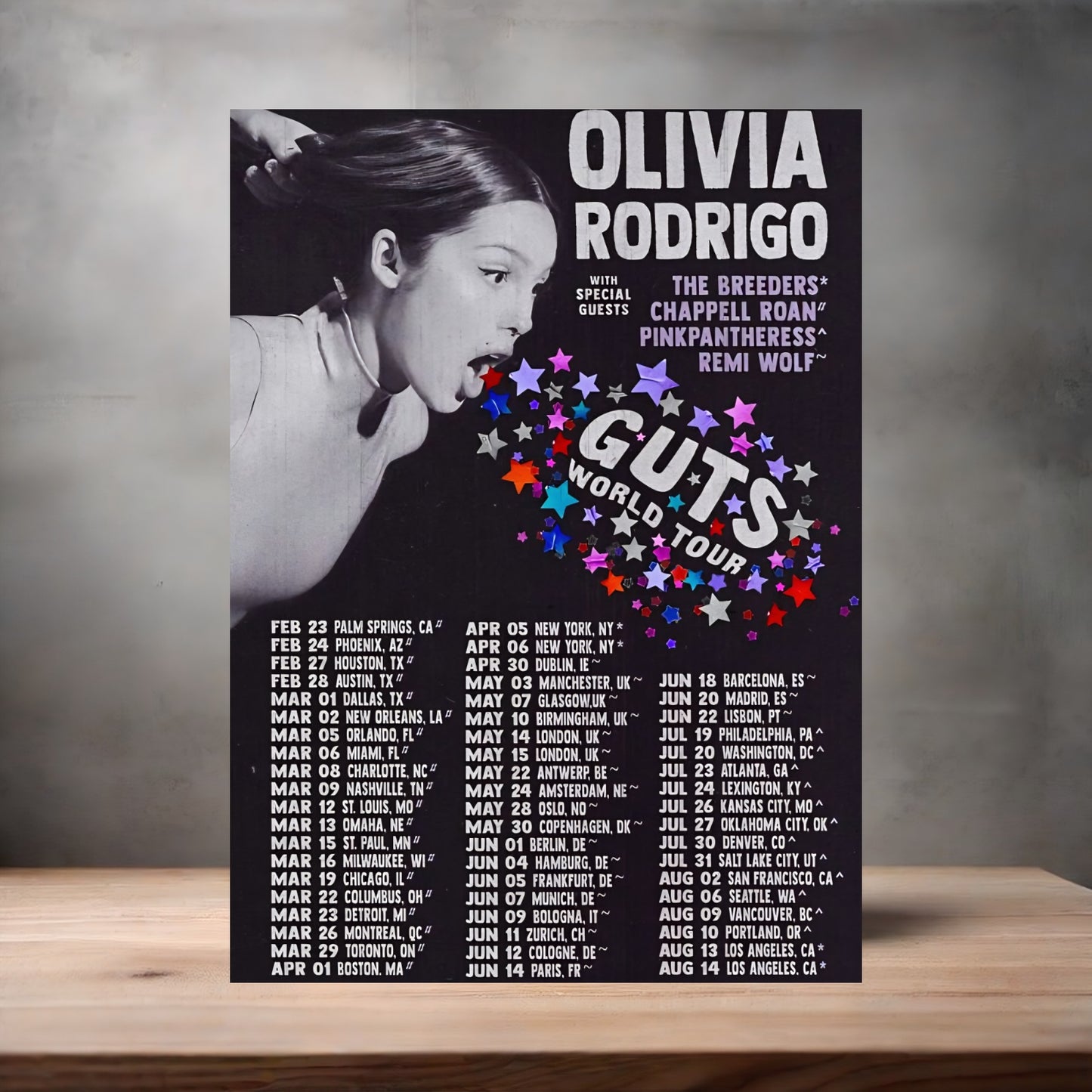 Olivia Rodrigo Tour poster on aluminum print. Multiple sizes available.