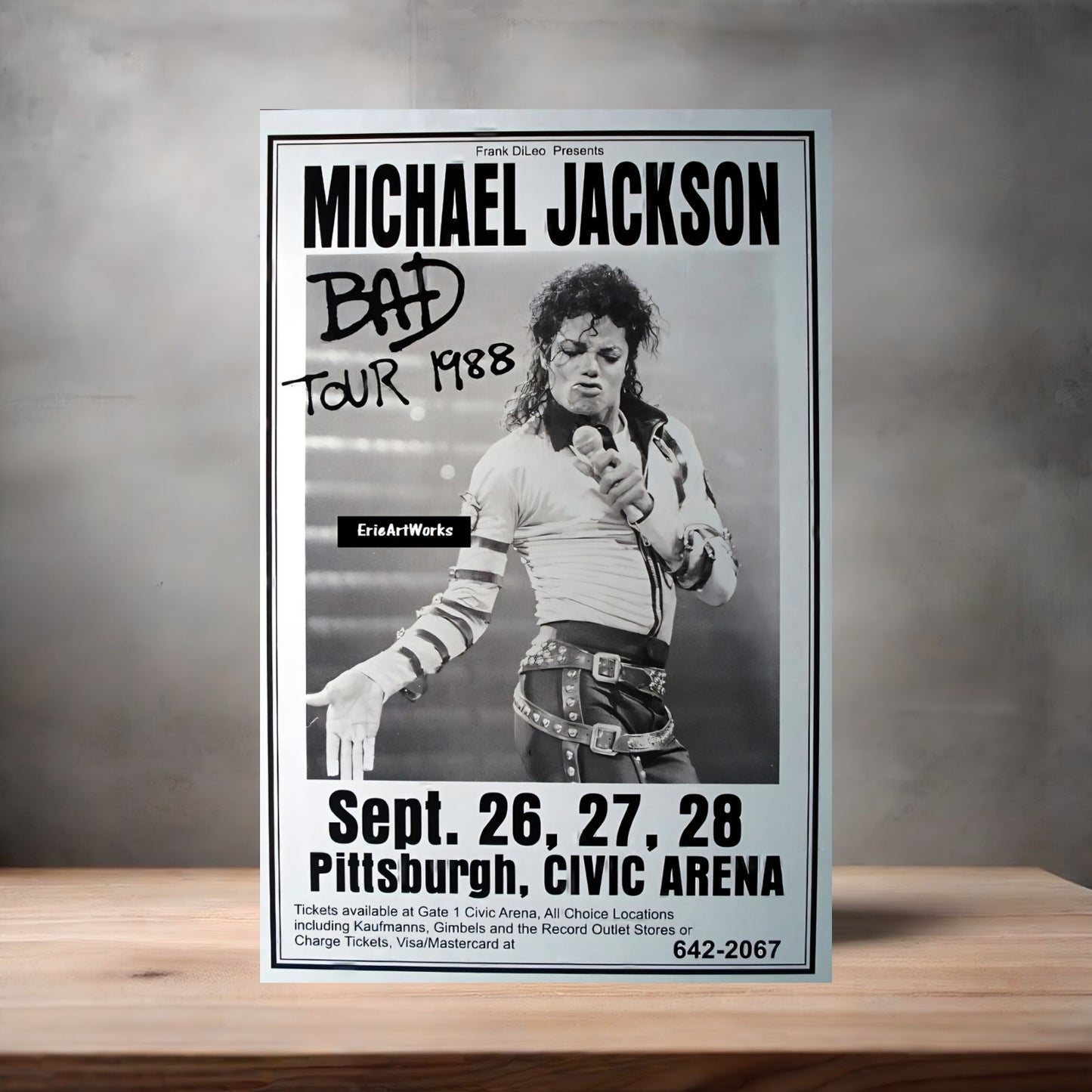 Michael Jackson 1989 Bad concert poster on aluminum print. Multiple sizes available.