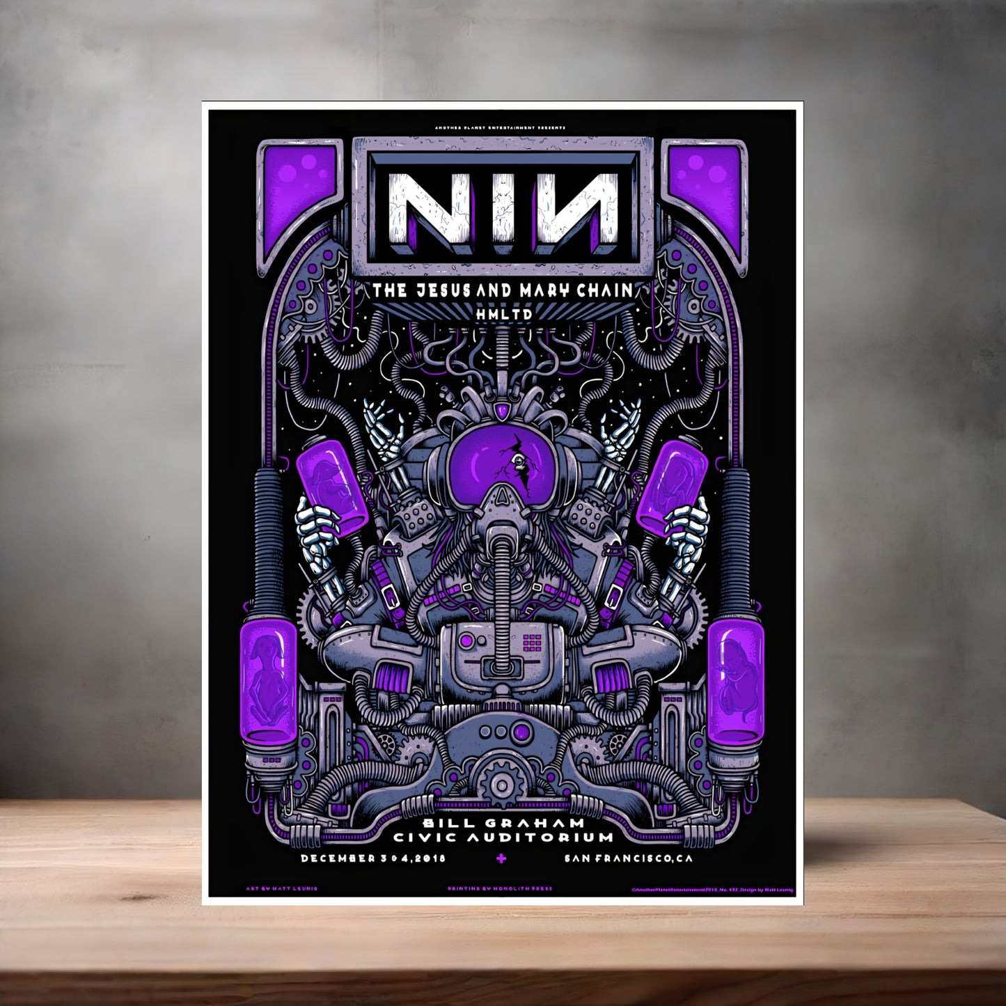 Nine Inch Nails SF concert poster on aluminum print. Multiple sizes available.