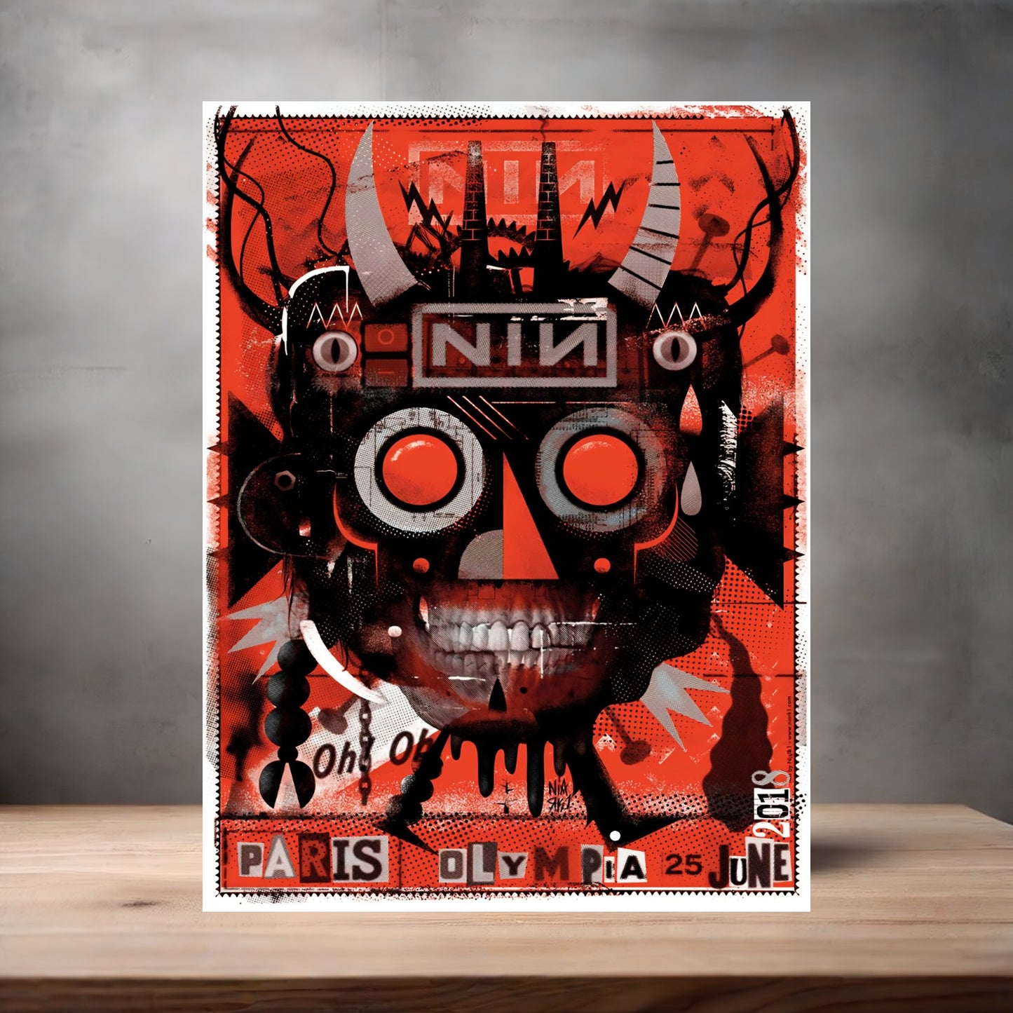 Nine Inch Nails concert poster on aluminum print. Multiple sizes available. V3