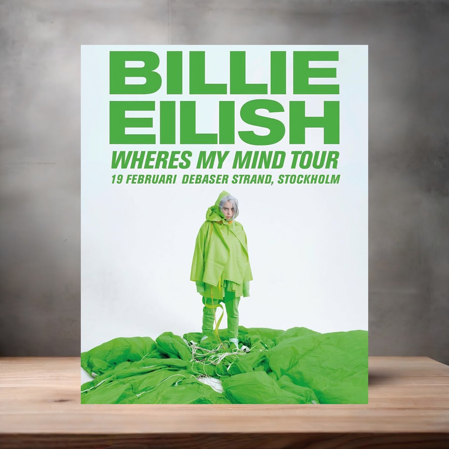 Billie Eilish Sweden concert poster on aluminum print. Multiple sizes available