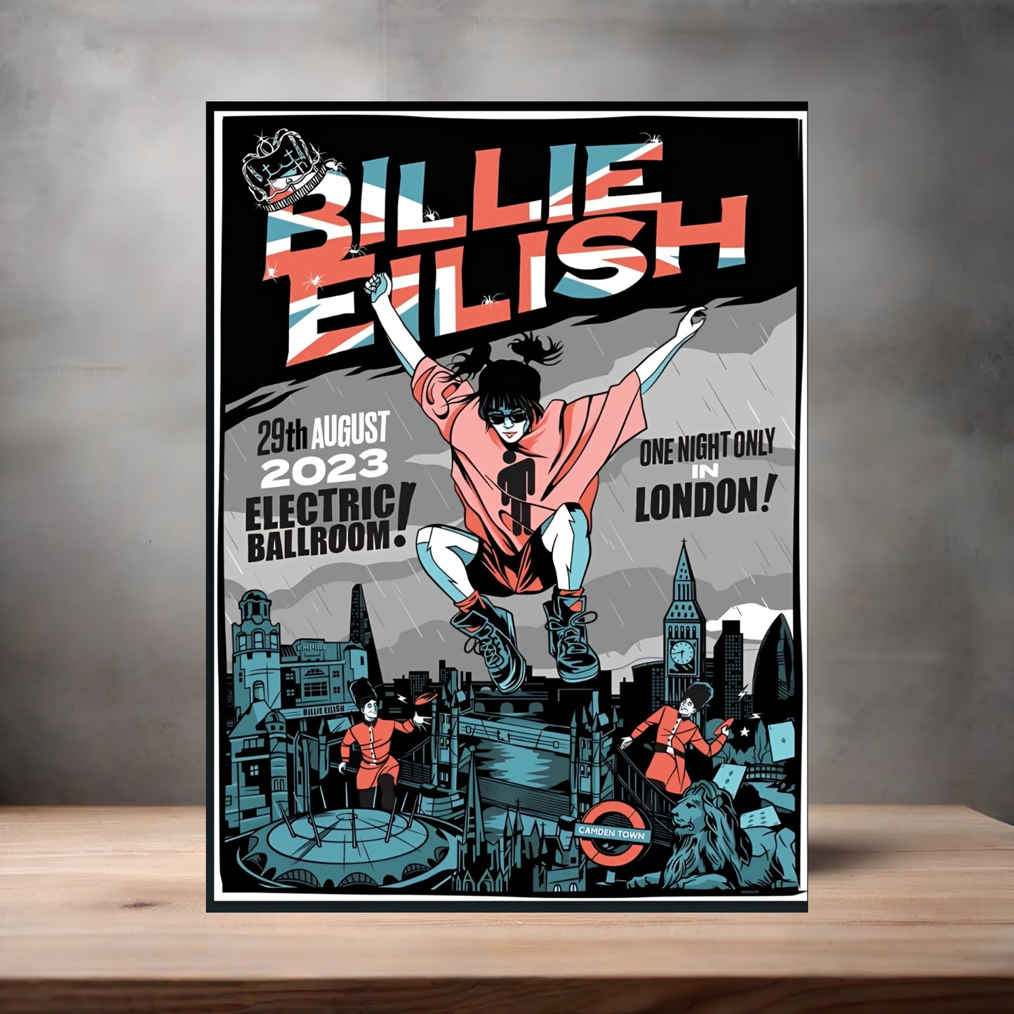 Billie Eilish London concert poster on aluminum print. Multiple sizes available