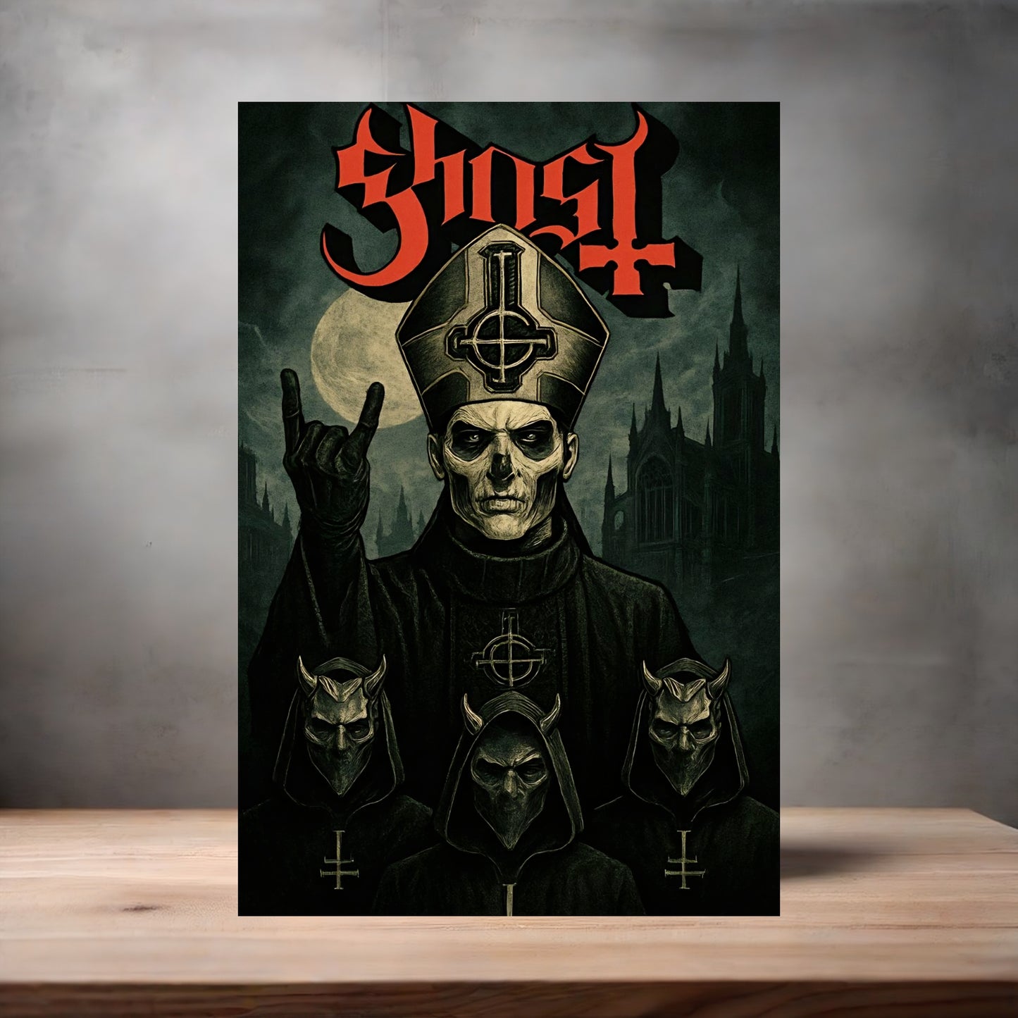 Ghost band poster on aluminum print. Multiple sizes available. B