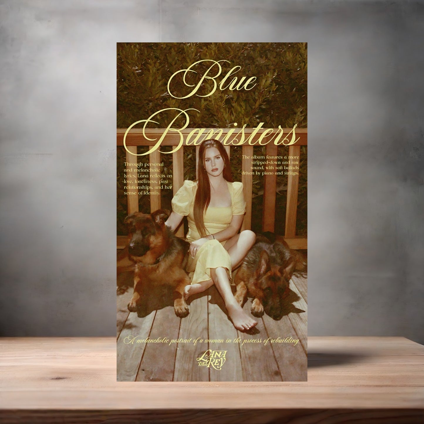 Lana Del Rey poster on aluminum print. Multiple sizes available. Blue Banisters