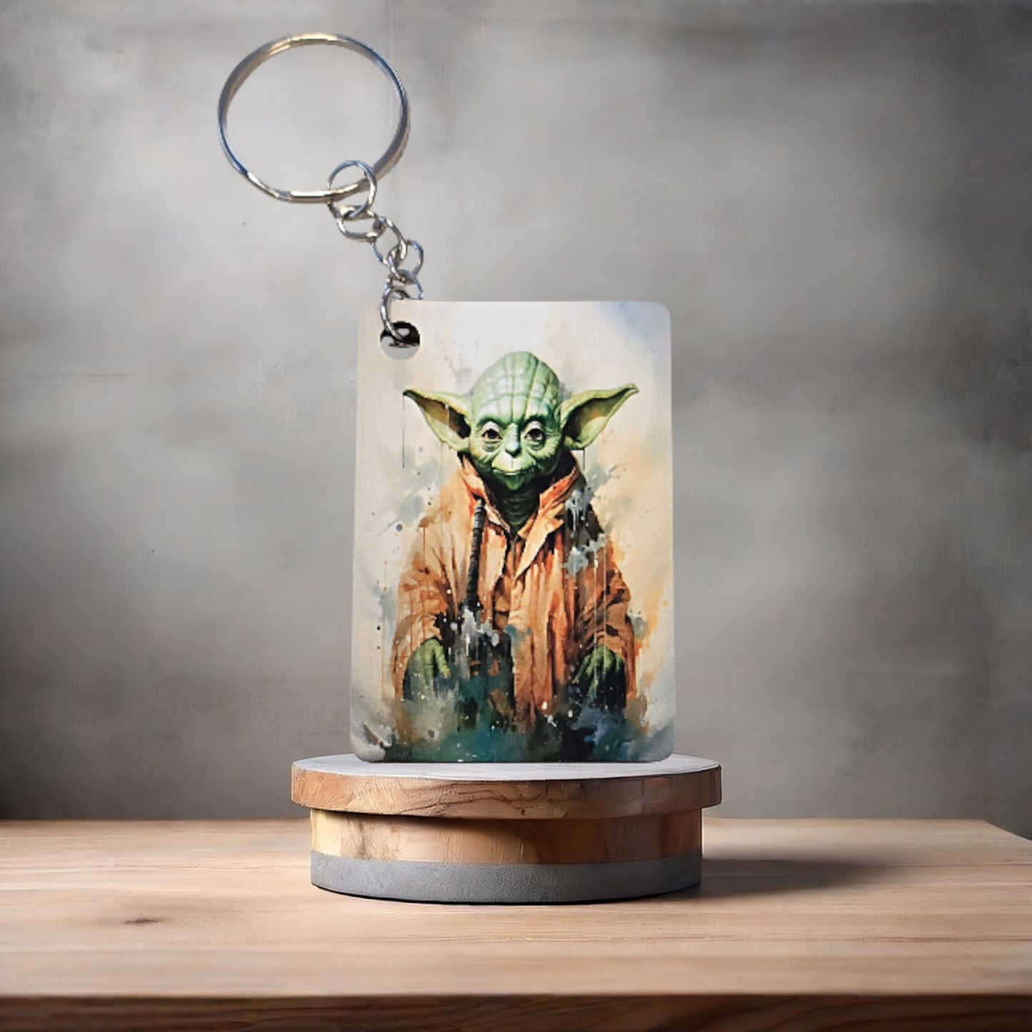 Star Wars watercolor keychain. Yoda