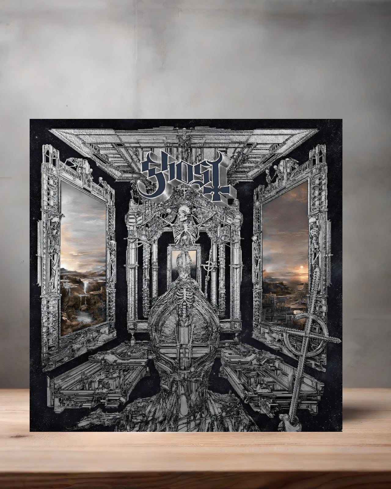 Ghost Album cover on 8" x 8" aluminum print. Skeleta