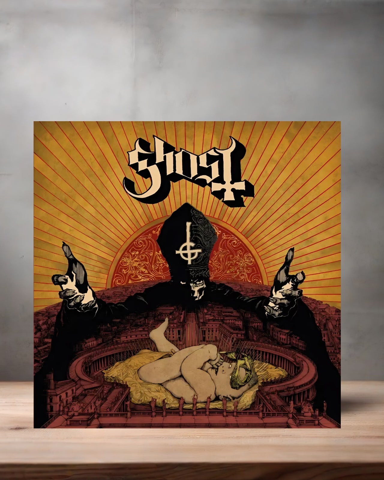 Ghost Album cover on 8" x 8" aluminum print. Infestissumam
